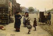 Frederick james shields An impromptu dance a scene on the Chelsea Embankment oil painting picture wholesale